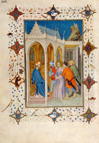 MS 11060-11061 Uren van het Kruis: Prime, Christus voor Pilatus, uit de 