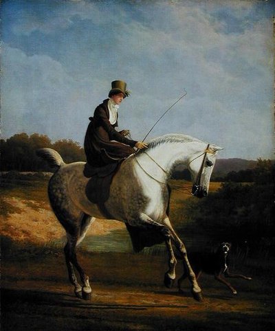 Miss Casenove op een grijze jager door Jacques Laurent Agasse