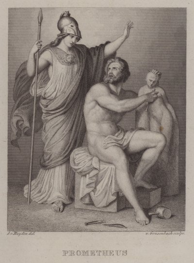 Prometheus (gravure) door Jacques Alfred van Muyden