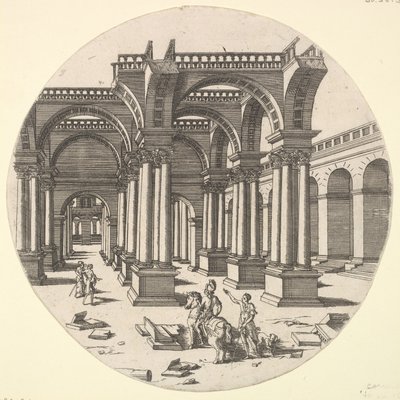 Perspectivisch uitzicht, Tempel van Isis door Jacques Androuet Du Cerceau