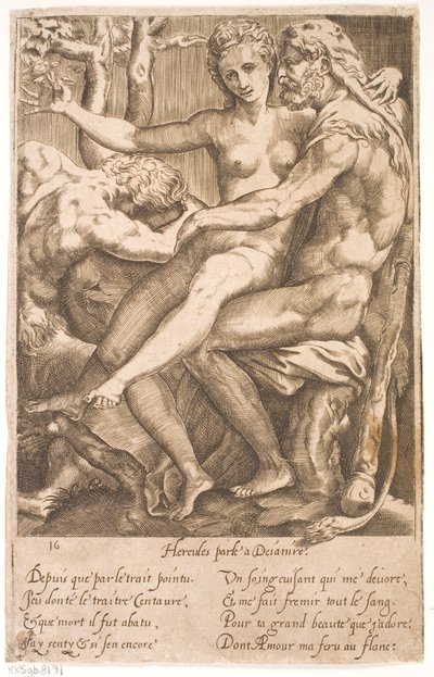 Hercules en Deianira door Jacques Androuet Ducerceau d.Æ.