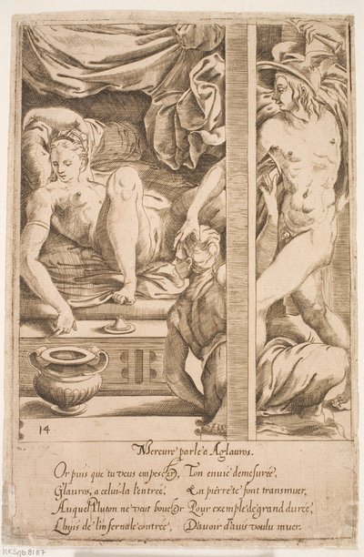 Mercurius bezoekt Herse door Jacques Androuet Ducerceau d.Æ.