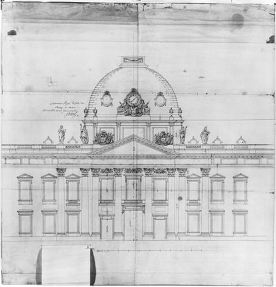 Ontwerp voor de Ecole Militaire in Parijs, 1769 door Jacques Ange Gabriel