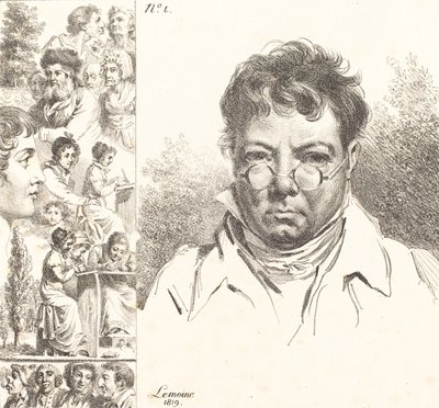 Zelfportret en Andere Hoofden, 1819 door Jacques Antoine Marie Lemoine