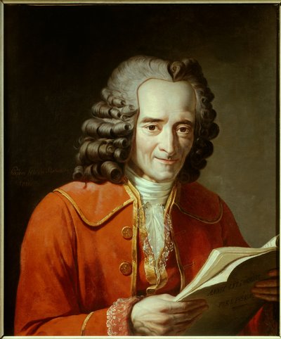 Portret van Voltaire (Francois Marie Arouet) door Jacques Augustin Catherine Pajou