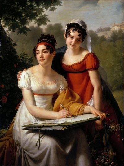 Portretten van Mesdemoiselles Duval, eerste kwart van de 19e eeuw door Jacques Augustin Catherine Pajou