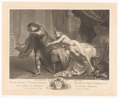 Jozef weerstaat de verleiding van Potifars vrouw (Le chaste Joseph) door Jacques Beauvarlet