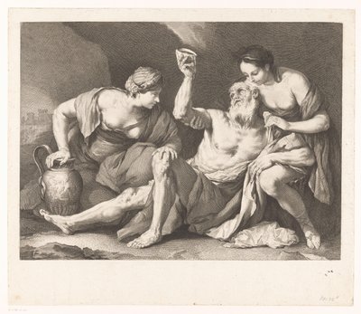Lot dronken gevoerd door zijn dochters door Jacques Beauvarlet