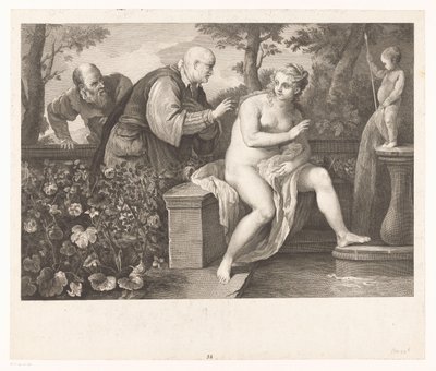 Susanna en de ouderlingen door Jacques Beauvarlet
