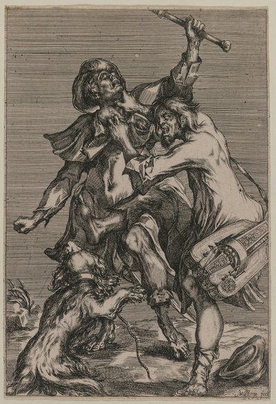 Twee Bedelaars die Vechten door Jacques Bellange