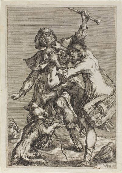 Twee bedelaars vechten door Jacques Bellange