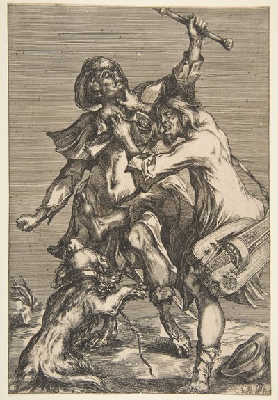 Twee Vechtende Bedelaars door Jacques Bellange