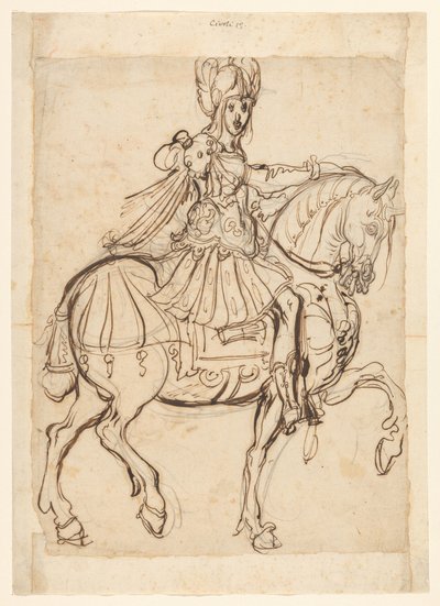 Veldheer te paard, rijdend naar rechts door Jacques Bellange