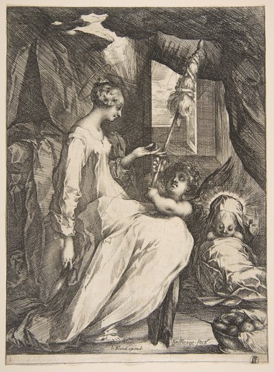Maagd en kind met een engel, 1612-16 door Jacques Bellange