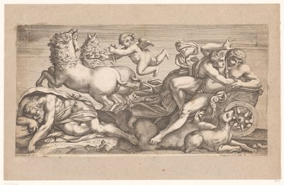 Cephalus door Aurora meegenomen in haar strijdwagen door Jacques Belly