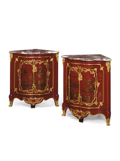 Paar Louis XV encoignures, midden 18e eeuw door Jacques Birckle