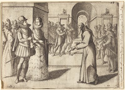 Een kapucijn brengt de dank van de koning van Beieren [recto] door Jacques Callot