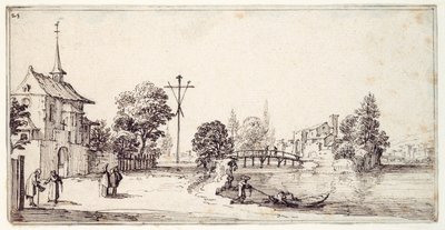 Een weg langs de rivier door Jacques Callot