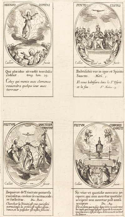 Hemelvaart, Pinksteren, Drie-eenheid, Sacramentsdag door Jacques Callot