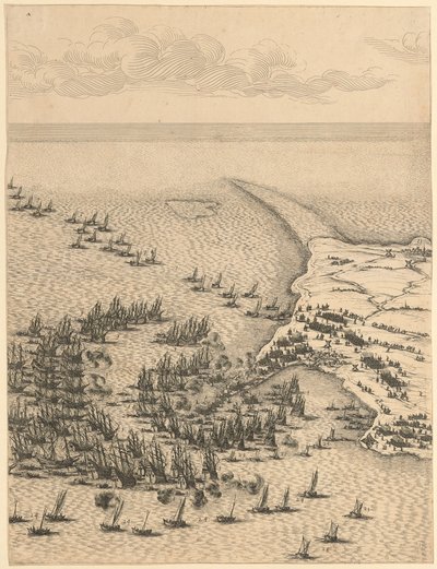 Fragment uit „Belegering van de citadel van Saint-Martin op het Île de Ré” door Jacques Callot