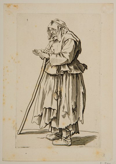 Bedelares ontvangt aalmoezen door Jacques Callot