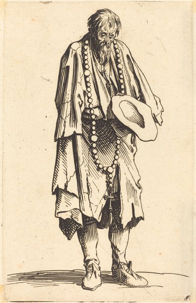 Bedelaar met Rozenkrans door Jacques Callot