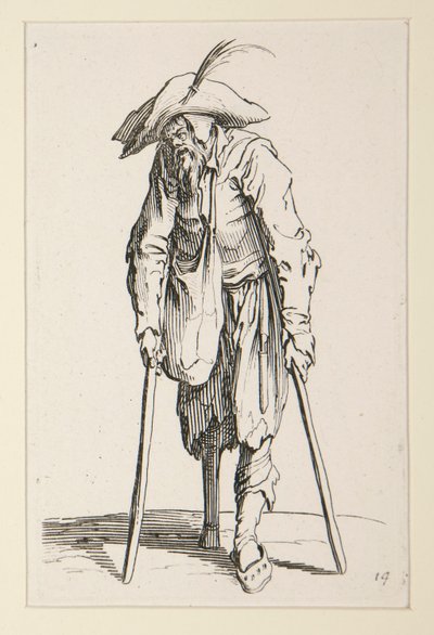 Bedelaar met een Houten Been, uit De Bedelaars door Jacques Callot