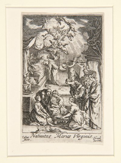 Geboorte van de Maagd, nr. 2 uit Het Leven van de Maagd door Jacques Callot