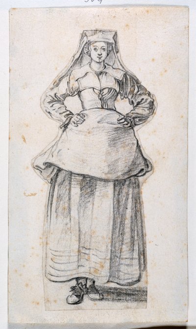 Bourgeoises Dans Differentes Attitudes, uit Prints Album 21, nummer 304 door Jacques Callot