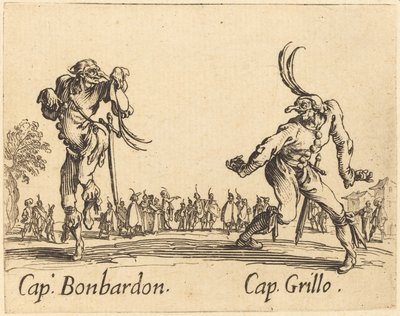 Kapitein Bonbardon en Kapitein Grillo, c. 1622 door Jacques Callot