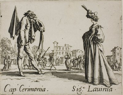 Captain Ceremony - Lady Lavinia, plaat 3 van Balli di Sfessania door Jacques Callot