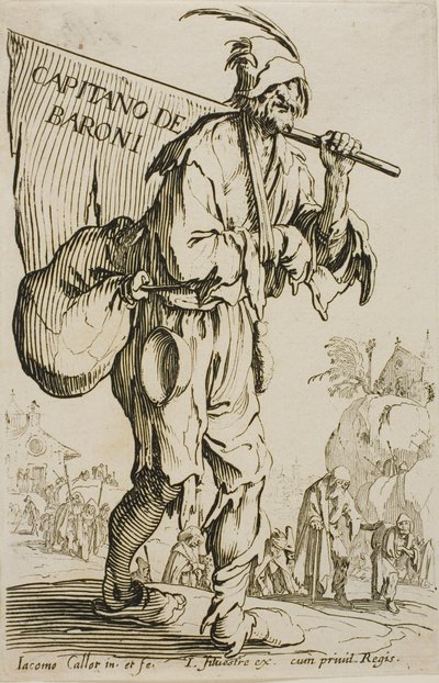 Kapitein van de baronnen, frontispice voor De Bedelaars door Jacques Callot