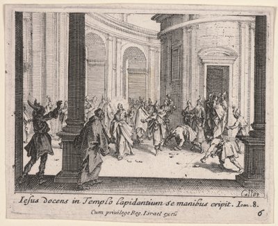 Christus wordt uit de Tempel Gestenigd door Jacques Callot
