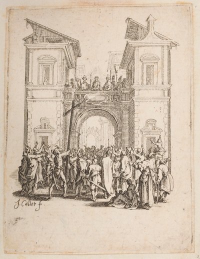 Christus Gepresenteerd aan het Volk, nr. 9 van 11 uit La Petite Passion door Jacques Callot