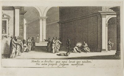 Christus wast de voeten van de apostelen, uit De grote passie door Jacques Callot