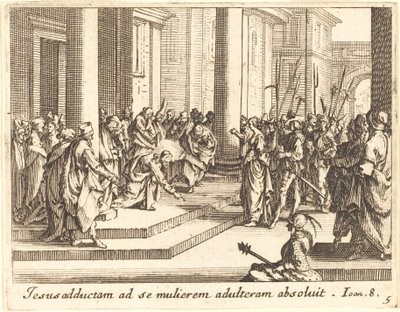Christus en de Vrouw Betrapt op Overspel, 1635 door Jacques Callot