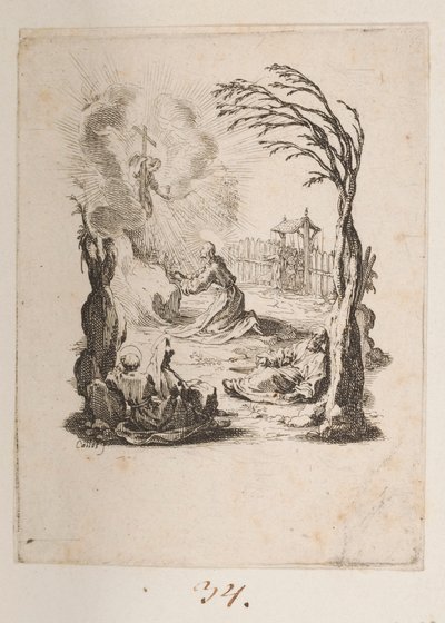 Christus in de tuin van olijven, nr. 3 van 11 uit La Petite Passion door Jacques Callot