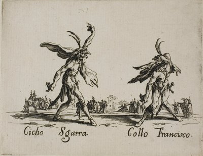 Cicho Sgarra - Collo Francisco, plaat 6 van Balli di Sfessania door Jacques Callot