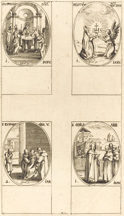 Besnijdenis; Feest van de Naam van Christus; St. Odilo; St. Euphrosyna door Jacques Callot