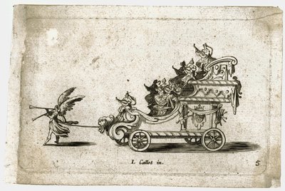 Combat a la barriere: een strijdwagen ... (gravure) door Jacques Callot