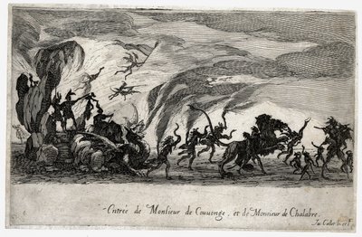 Combat a la barriere, de intocht van de Sieures de Couvonge en de Chalabre ... (gravure) door Jacques Callot