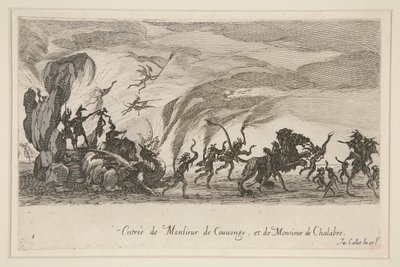 Gevecht bij de Barrière, Intocht van Monsieur de Couvonge en Monsieur de Chalabre door Jacques Callot