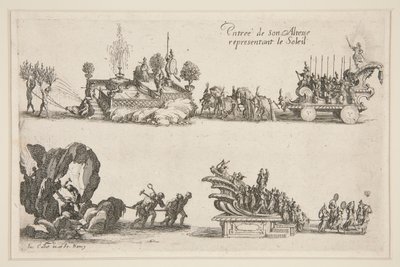 Combat à la Barrière, Entrée de son Altesse (Charles IV) representant le Soleil door Jacques Callot