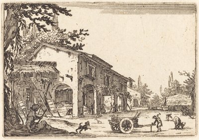 Binnenplaats van een boerderij, ca. 1622 door Jacques Callot