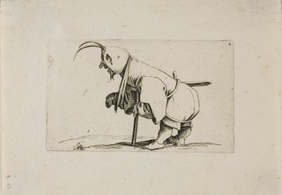 Kreupel met een pet, uit Varie Figure Gobbi door Jacques Callot