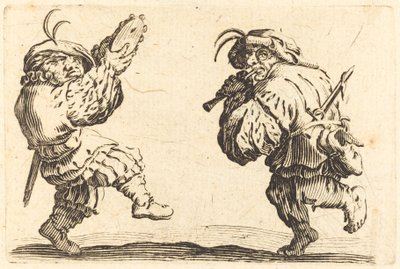 Dansers met Fluit en Tamboerijn, ca. 1622 door Jacques Callot