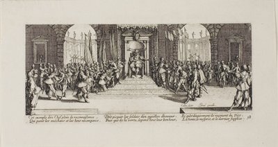 Uitdeling van beloningen, plaat achttien uit De ellende van de oorlog door Jacques Callot