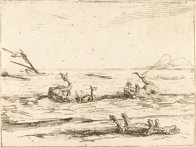 Dolfijnen en Krokodil door Jacques Callot