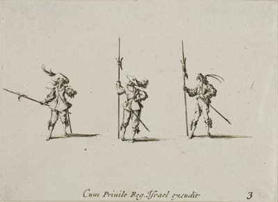 Drill met hellebaarden, plaat drie uit De militaire oefeningen door Jacques Callot