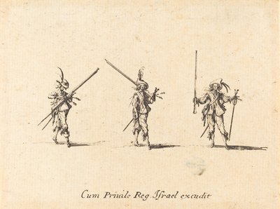 Oefening met het musket door Jacques Callot